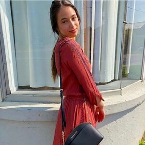 AE American Eagle embroidered boho dress orange